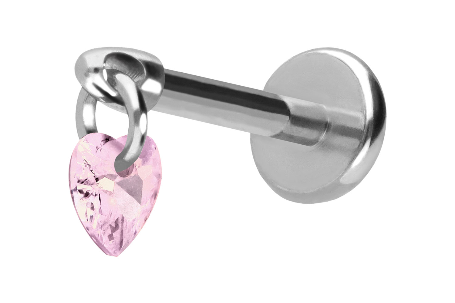 Titan Labret Piercing mit Push Fit KRISTALLHERZ